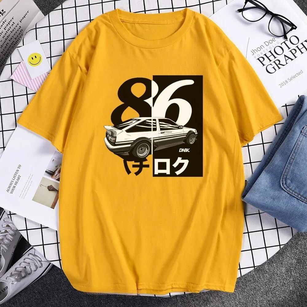 Летняя Прохладная Футболка с Коротким Рукавом Повседневная AE Initial D Homme Японский Дрифт Аниме Принт Женская Футболка
