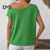 Женские топы с коротким рукавом и воротником-стойкой, однотонные футболки, весна-лето, эластичные пуловеры, топы на каждый день