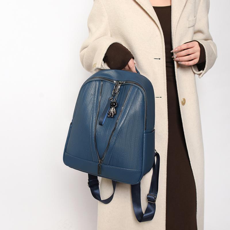 Сплошной цветной рюкзак Женский кожаный рюкзак Дорожная сумка