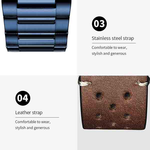 Мужские часы Модные Шикарные из нержавеющей стали Кварцевые Мужские часы с датой и неделей Выбор джентльмена