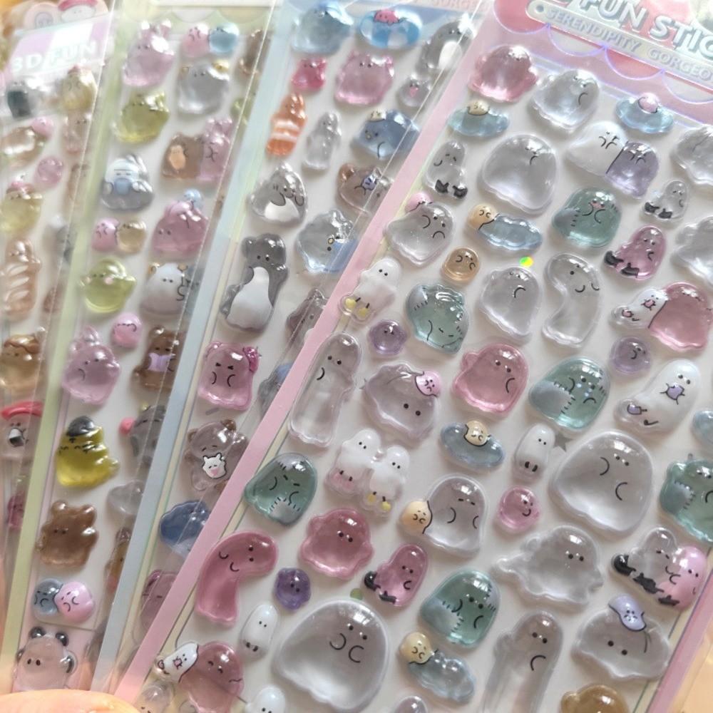 Милые 3D наклейки с привидениями, 4 шт. Кавайные мультяшные наклейки для украшения телефона и блокнота, Коллекция аниме-миров для детей