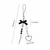 Y2K Bowknot Phone Chain Sweet Cool Cross Подвеска для шприца Чехол для наушников Подвесная веревка Анти-потеряющийся шнурок Сумка Декор