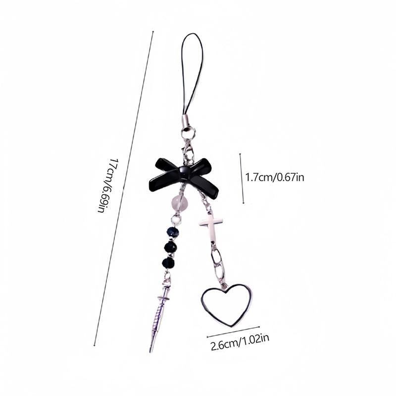 Y2K Bowknot Phone Chain Sweet Cool Cross Подвеска для шприца Чехол для наушников Подвесная веревка Анти-потеряющийся шнурок Сумка Декор