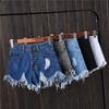 Women's Spring and Summer Thin Section Broken Holes Denim Shorts High Waist Wide Leg Trousers