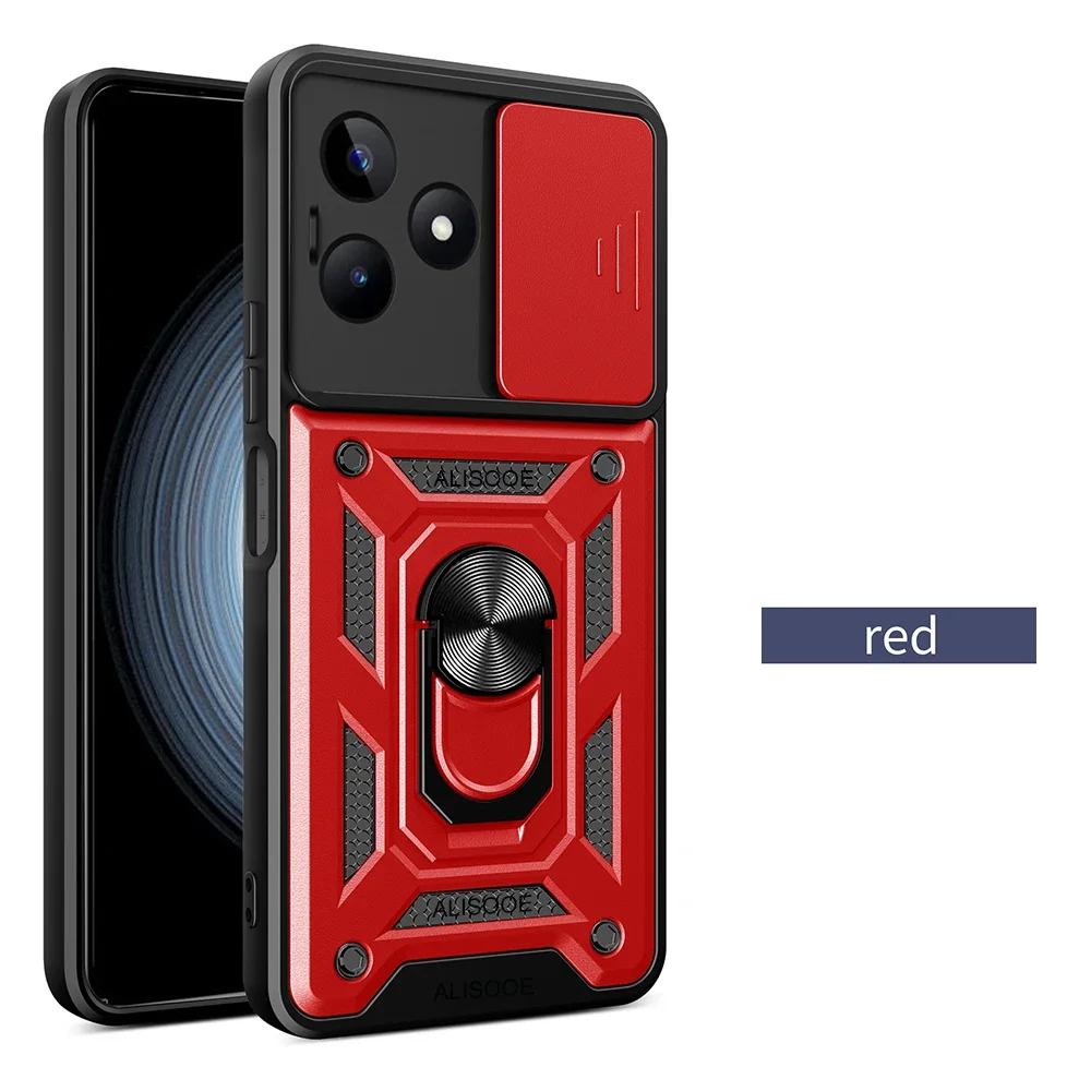 Capa для Realme C51 C55 Чехол-слайдер для камеры, защитное кольцо для объектива, подставка, задняя крышка для Realme C51 Armor Shockproof Funda