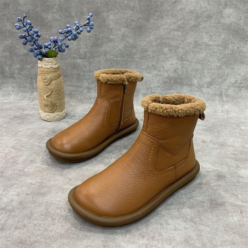 Женские осенне-зимние новые ботинки-дутики на плоской подошве с круглым носком и ретро-молнией, утепленные бархатом и мехом, теплые цельные короткие ботинки