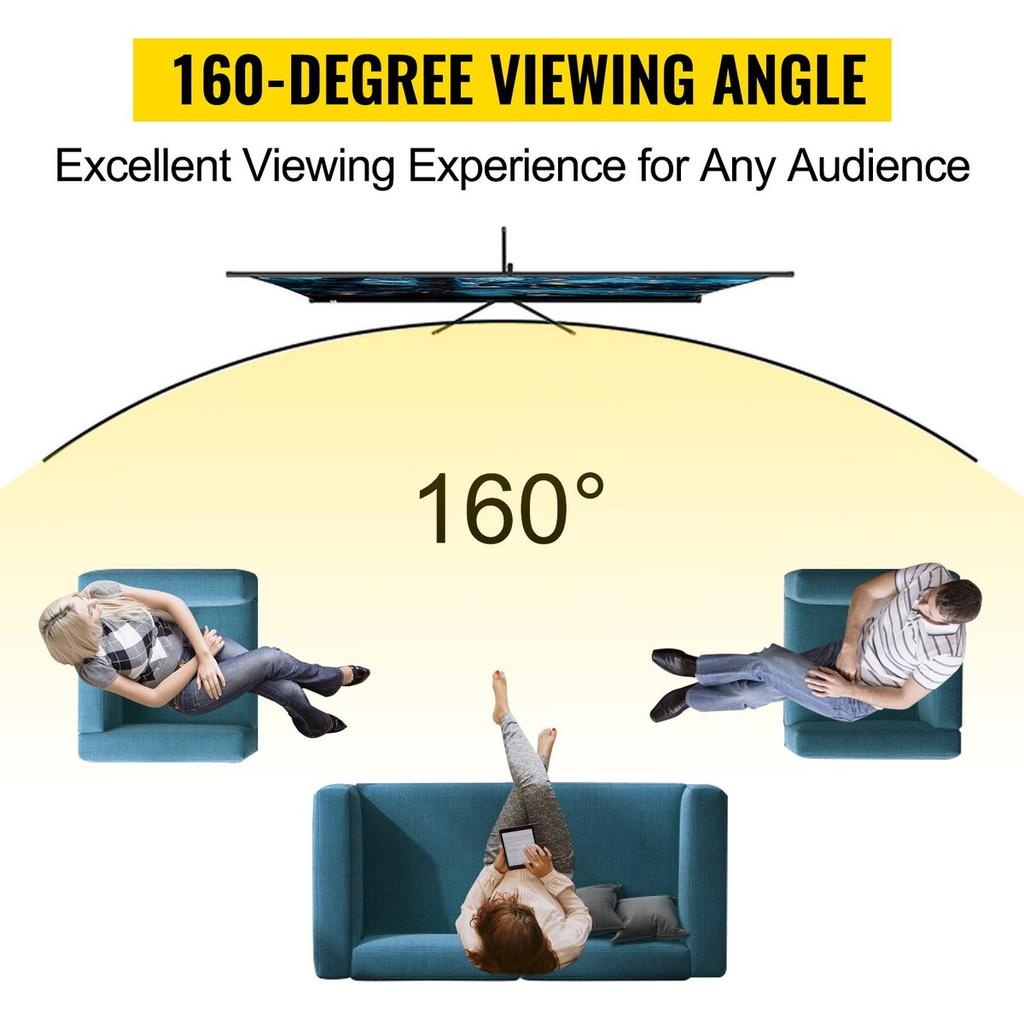 Tripod Projector Screen with Stand 110inch 16:9 4K HD Projection Screen Stand Wrinkle-Free Height Adjustable Portable Screen for Projector Indoor &