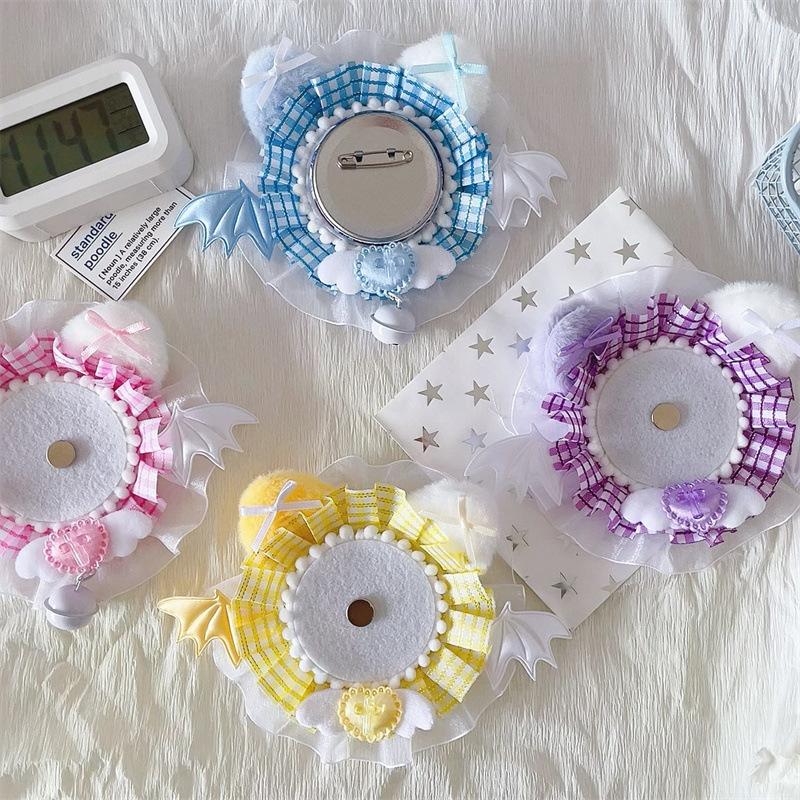 Diy Handcrafted Lace Anime Badge Holder Badge Base Itabag Pins Photo Display Bracket Ribbon Decoration For Ita Bag Ornament