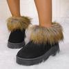 Faux Fur Snow Boots 2025 Winter Warm Short Plush High Heel Women's Ankle Boots Thick Platform Wedge Heel Shoes Woman