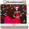 Happy Birthday Backdrop Floral Skeleton Dress Polyester Party Wall Decor