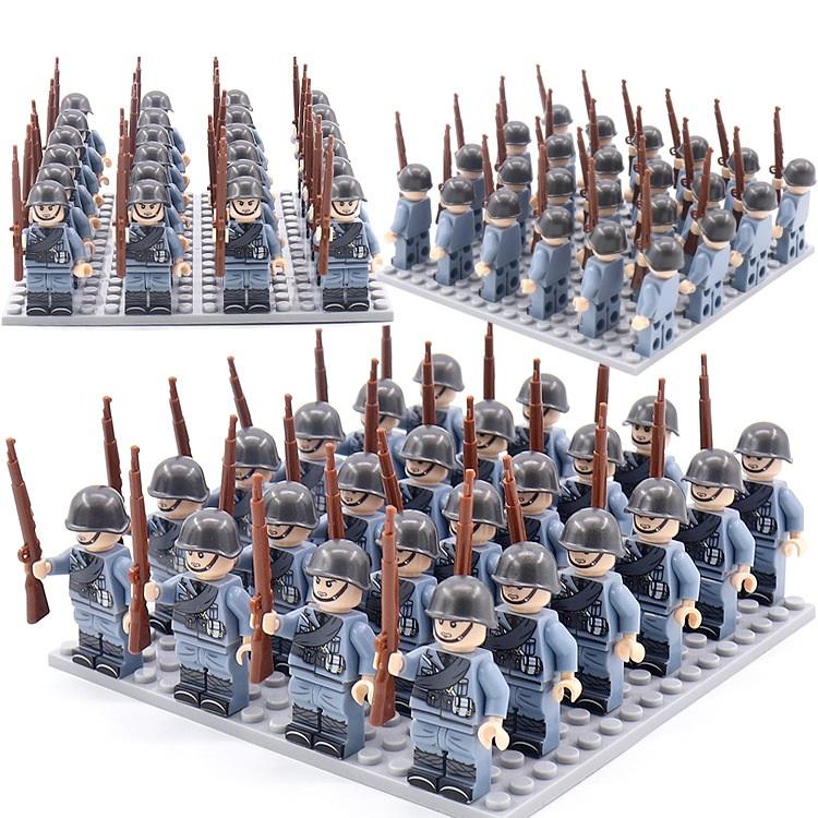 24PCS/SET World War II Military Soldiers Rifle Weapons Gun Figures Parts Blocks Assembly DIY Model Building Kits Toys