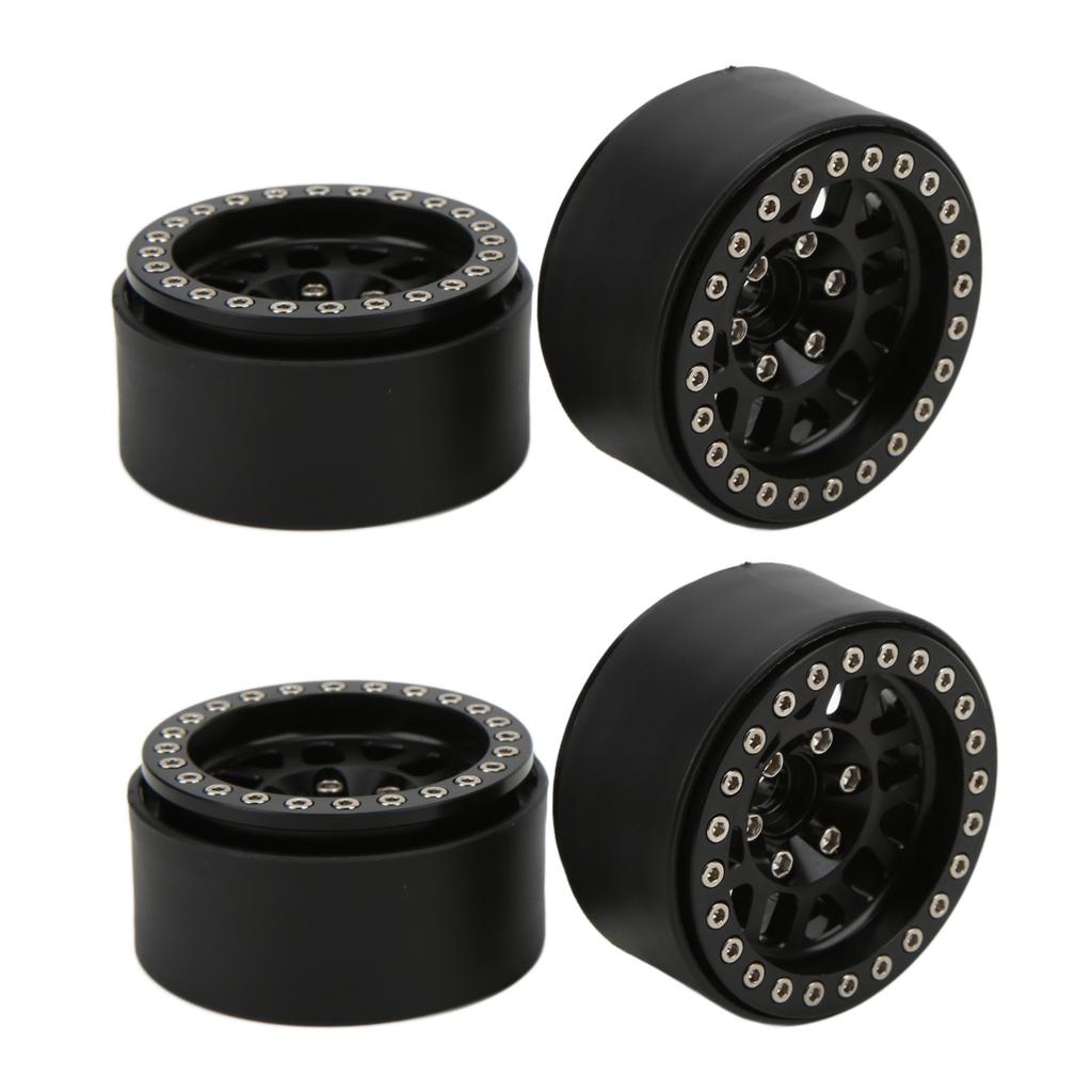 4pcsset 1.9in Aluminum Alloy Beadlock Wheel Rims for Axial SCX10 90046 RC Crawler Car PartsBlack