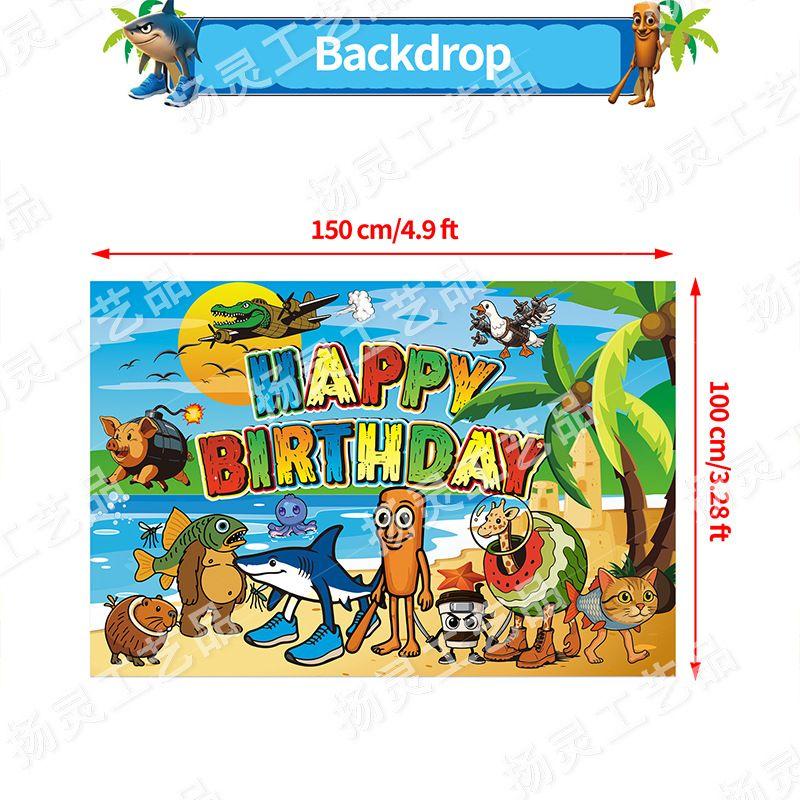 Tung Tung Sahur-Themed Birthday Party Decoration Set: Banners, Balloons, Cake Topper, and Decorations
