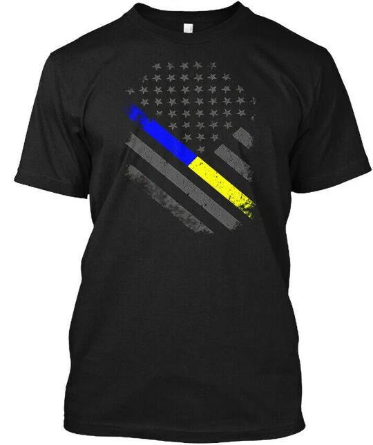 Thin Blue Gold Line American Flag Police 911 T-Shirt S-5XL