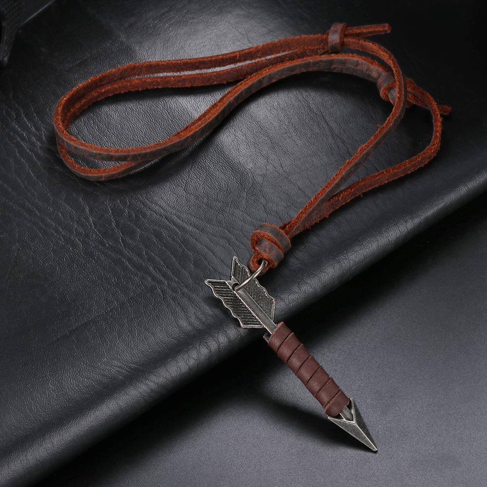 Fashion Handmade Vintage Necklace Leather Chain Choker Arrow Pendant