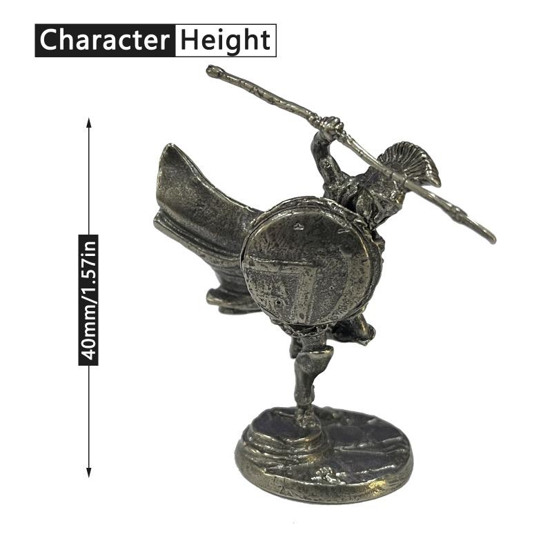 1pc Ancient White Brass Spartan Rome Soliders Figurines Miniatures Vintage Metal Soldiers Model Statue Desktop Ornament Gift