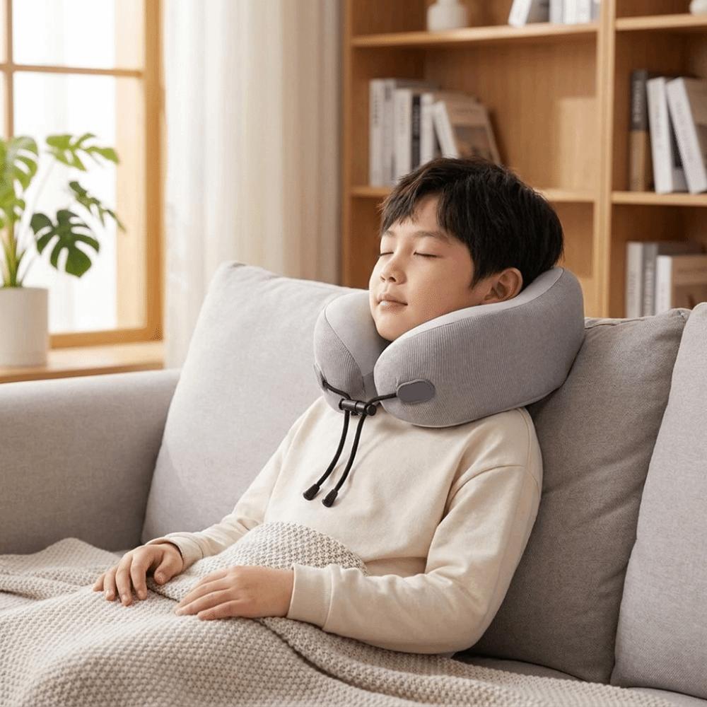 Lightweight Design Slow Rebound Foam Neck Pillow Travel Cushion With Massage Airplane Travel