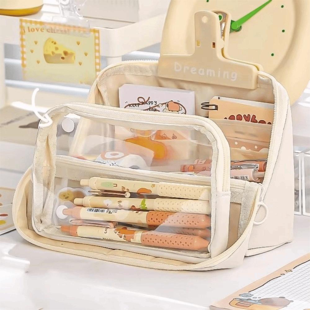 Zipper Transparent Pencil Case DIY Stationery Box Cute Transparent Pen Bag  Office