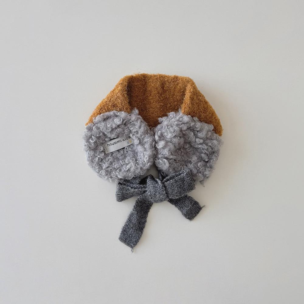 Новые корейские детские наушники Зимние плюшевые завязывающиеся грелки для ушей Цветной блок Вязаные накладки на уши для девочек Теплая флисовая повязка на голову