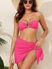 1011 swimsuit women's split European and American swimsuit solid color bikini leak back bikini three-piece swimsuit