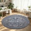 Mandala Ornament (414) Theme Round Crystal Velvet Rug Custom Name Text Personalized Floor Mat Home Decor Non Slip Crystal Carpet