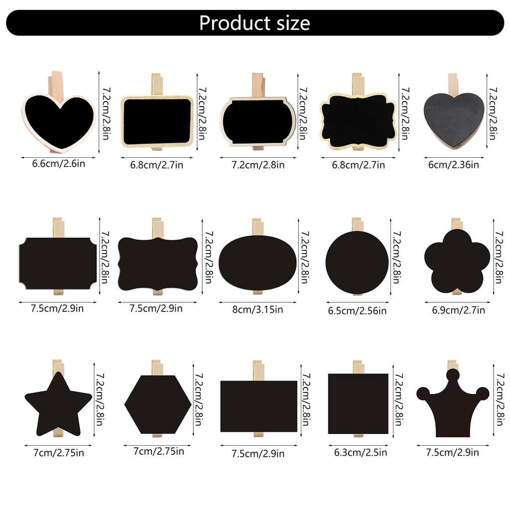 50Pcs Small Chalkboard Signs with Clips Small Wood Blackboard with Pegs for Wedding Birthday Place Card Name Card