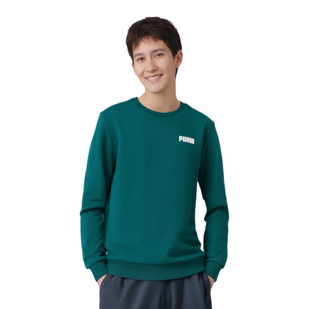 Puma Свитшот Essentials Crew с простым принтом логотипа, мужской свитшот, зеленый 683871-24