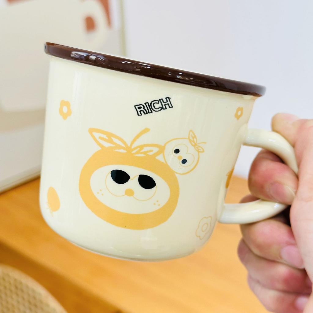 Одинарная чашка, маленький оранжевый набор с ручной домашней керамической милой чашкой, дорогой мультяшной кружкой, подарочная коробка