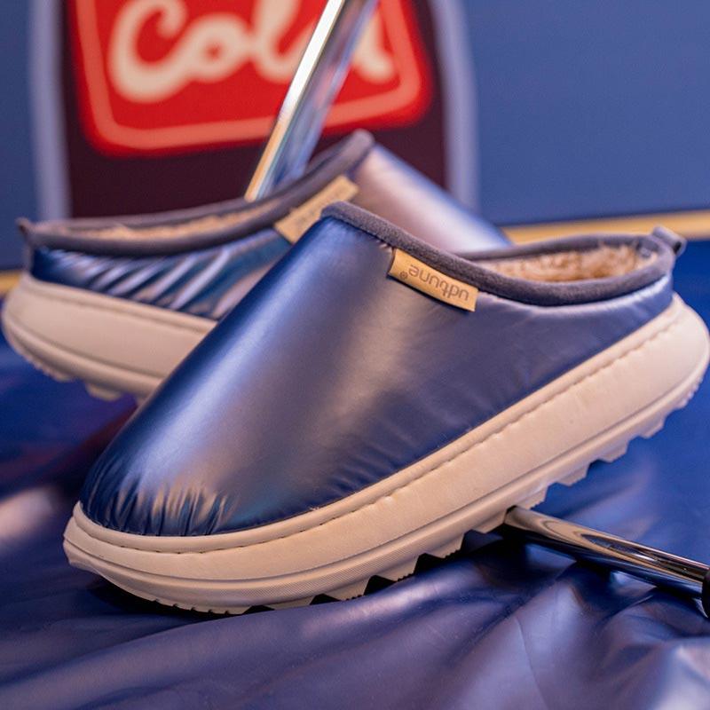 Модные теплые женские тапочки, домашние женские тапочки, плюшевые меховые зимние тапочки на платформе 4 см, унисекс, женские и мужские, водонепроницаемые