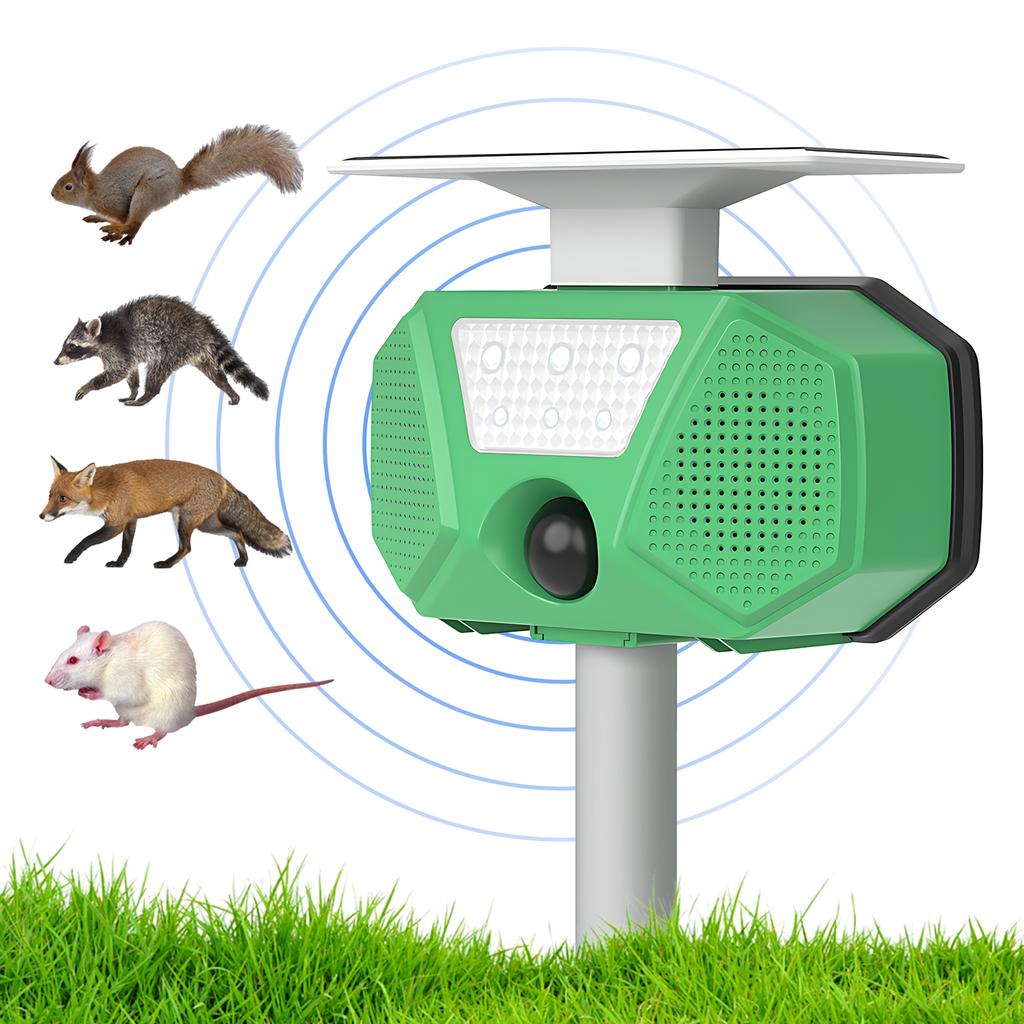 Solar Mole Repellent Ultrasonic Outdoor Pest Bird Squirrel Animal Repeller IP66 Waterproof 110 Degrees PIR