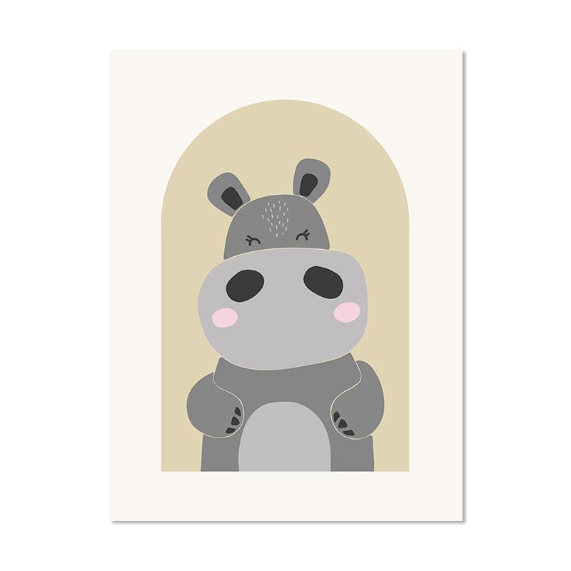 Мультфильм милый лев бегемот медведь жираф животные детские плакаты принты холст картины настенные художественные картины детская комната домашний декор