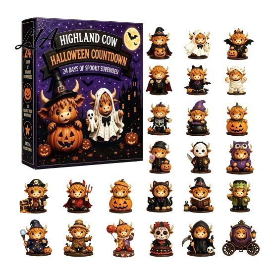 Christmas Tree Hanging Sheets 3D Highland Cow Advent Calendar 2026, Countdown with Cute Holiday Home Decorations Farm Cattle Mini Figurines