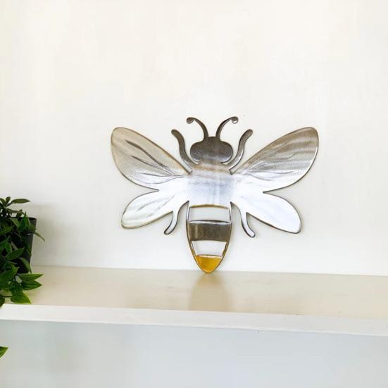 Металлическая пчела настенное украшение 3D пчела художественная работа настенная скульптура медоносная пчела внутреннее наружное украшение для двора сада дома фермерского дома