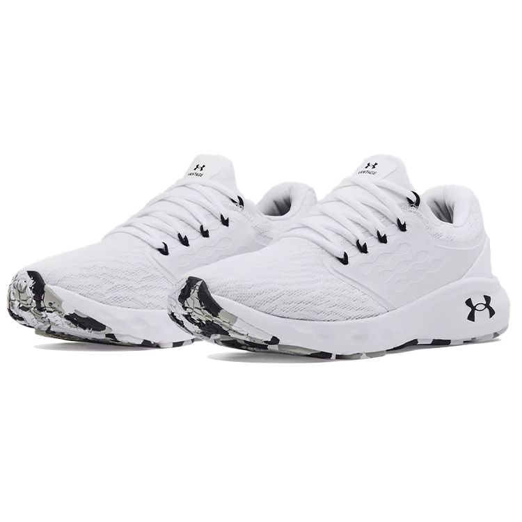 Under Armour Charged Vantage Marble Fabric Synthetic Leather Low Top Training Running Shoes Men Sneakers White 3024734-100