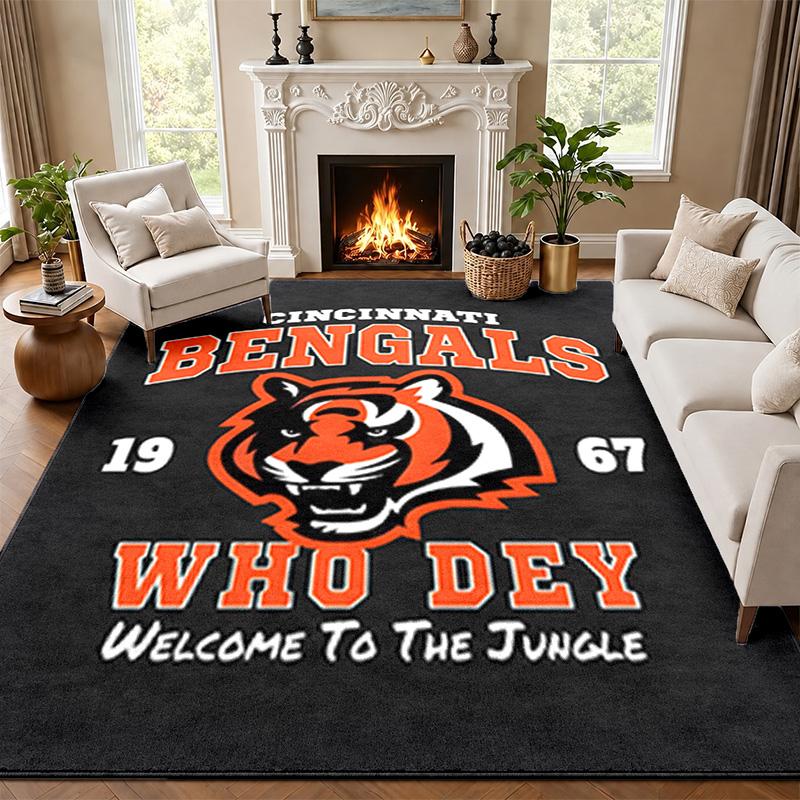 Cincinnati Bengals Carpet Door Mat for Living Room or Bedroom Protective Mat Under Chair Office Decoration Christmas Gift Birthday Present