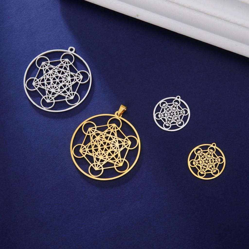 Archangel Metatron Cube Charms for Necklace Earring Jewelry Making Stainless Steel Sacred Geometry Amulet DIY Pendants