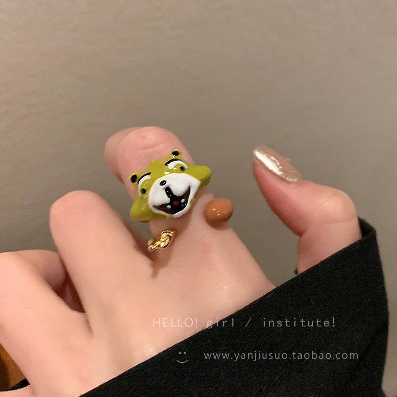 Funny Little Monster Ring Big Eyes Sausage Mouth Index Finger Ring Sweet Cool Cartoon Cute Girlfriend Couple Ring Jewelry