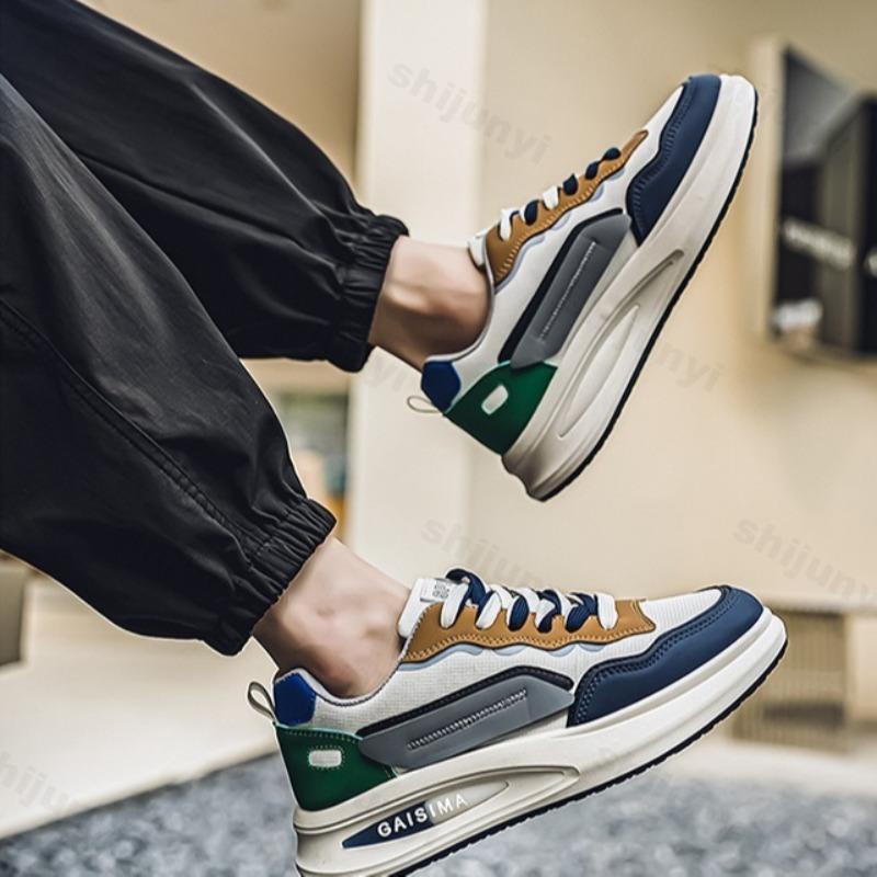 Мода 2025 Осень Новые Мужские Модные Повседневные Туфли на Толстой Подошве Удобные Универсальные Спортивные Туфли на Толстой Подошве Низкие Кроссовки на Платформе