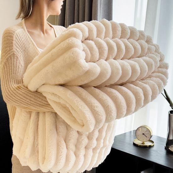 Пушистый плед, пушистый толстый плед-пузырь, уютный теплый полосатый плюшевый плед для дивана, дивана, спальни, гостиной, для использования зимой