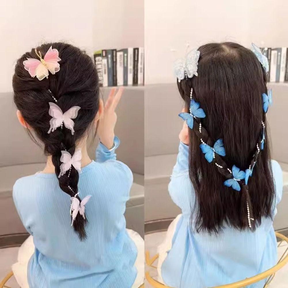 Tassel Pearl Braided Hairpin Colorful Hair Clip Sweet Braided Hair Chain