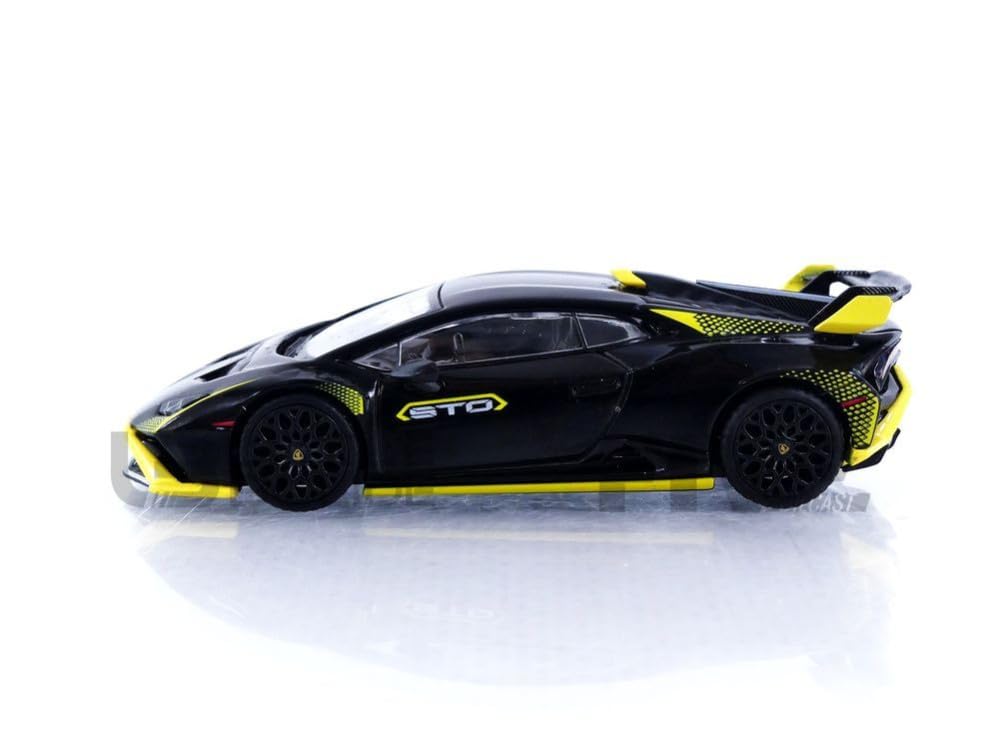 TrueScale Miniatures MINI GT Lamborghini Huracan STO Nero Noctis Drive Finished Model 1/64 Left-Hand