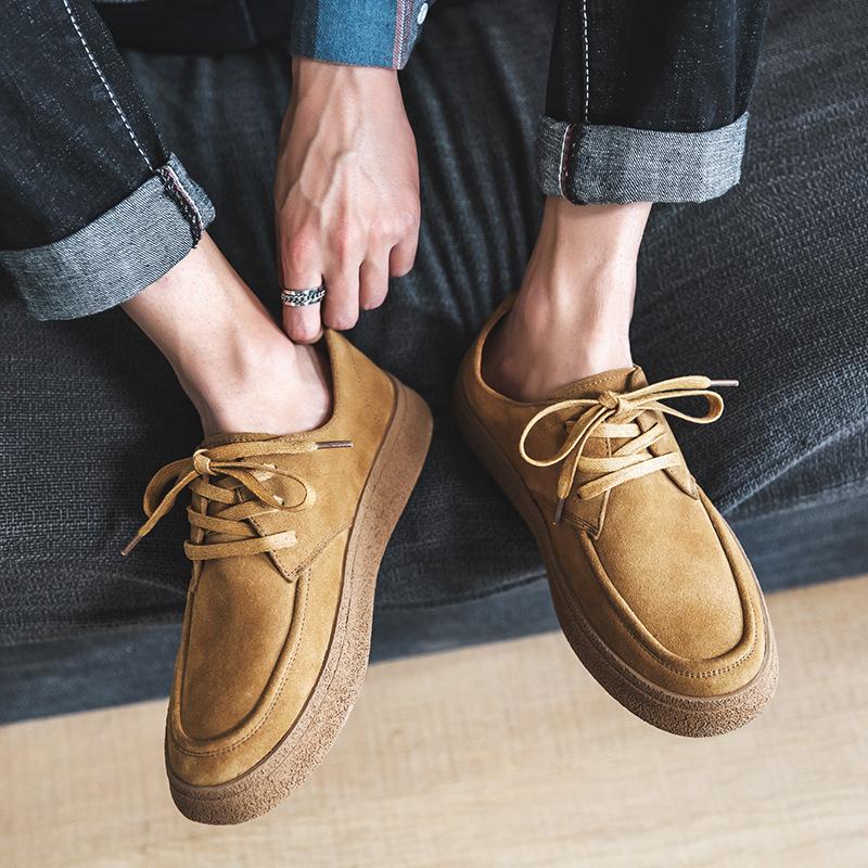 Fashion Cowhide Men's Shoes Fashionable Shoes Versatile Shoes Low Top Boots Retro Casual Leather Shoes Men's British Work Shoes