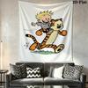 Calvin and Hobbes Wall Tapestry Aesthetic Wall Hanging Printed Fabric Blanket Decorative Tapestries for Bedroom Living Room Home Decor
