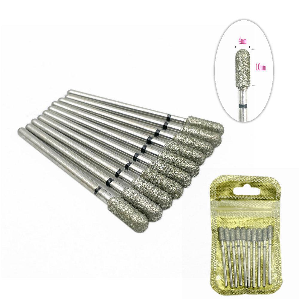 10 шт./упак. сверло для ногтей, полировщик, алмазные сверла для ногтей, вращающиеся насадки для электрического маникюрного аппарата, фрезы, заусенцы, инструменты для дизайна ногтей, аксессуары