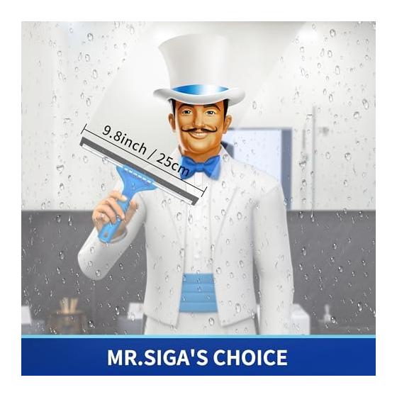 Профессиональный набор для мытья окон MR.SIGA - скребок для мытья окон и микрофибровая щетка для мытья стекол, 25 см.