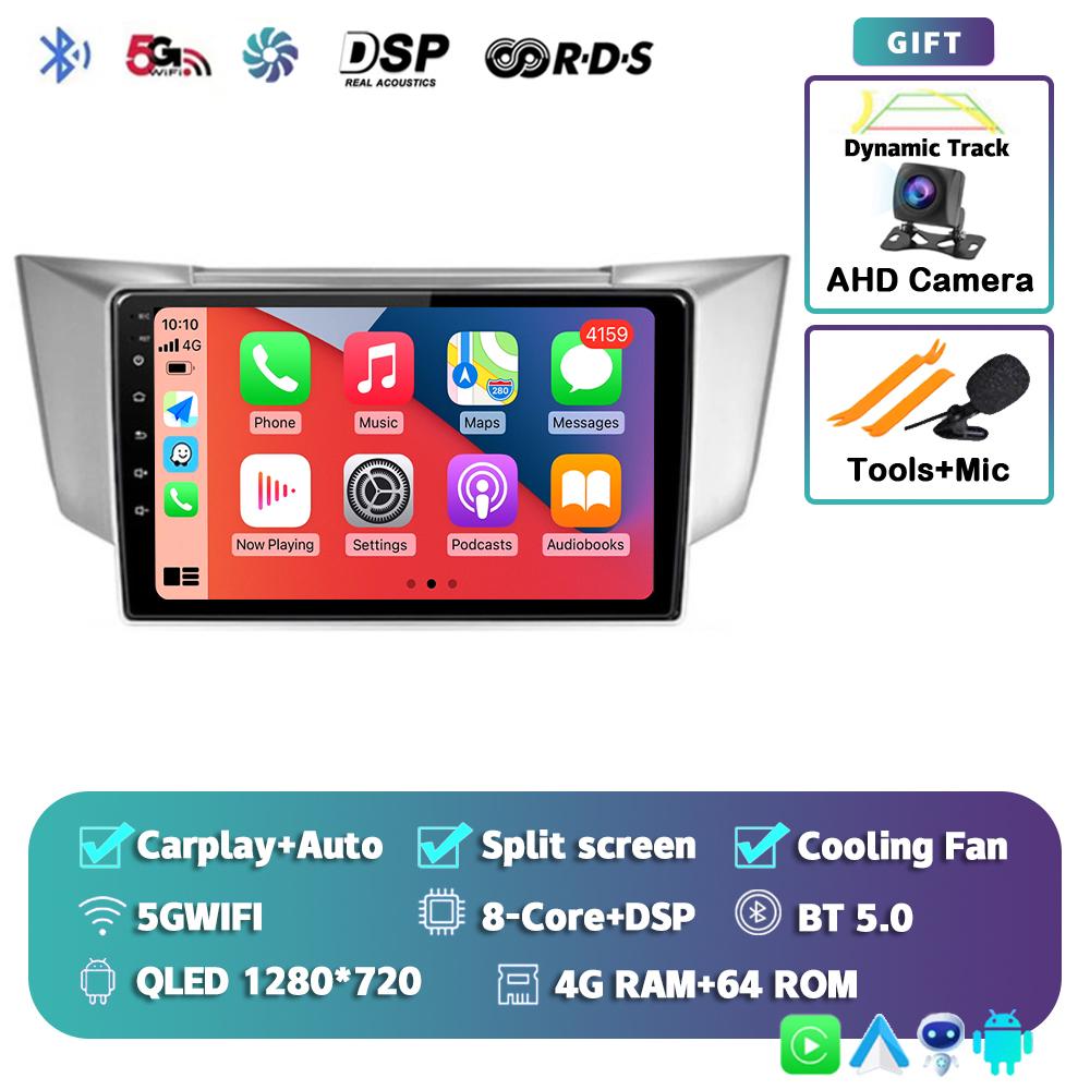 Android 14 Carplay Auto Car Radio For Lexus RX300 RX330 RX350 RX400H 2003-2014 Multimedia Video Player GPS Navigation Stereo DSP