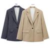 2025 Spring Women's Casual Pocket Strap Shoulder Pad Lapel Suit Jacket - European & American Style