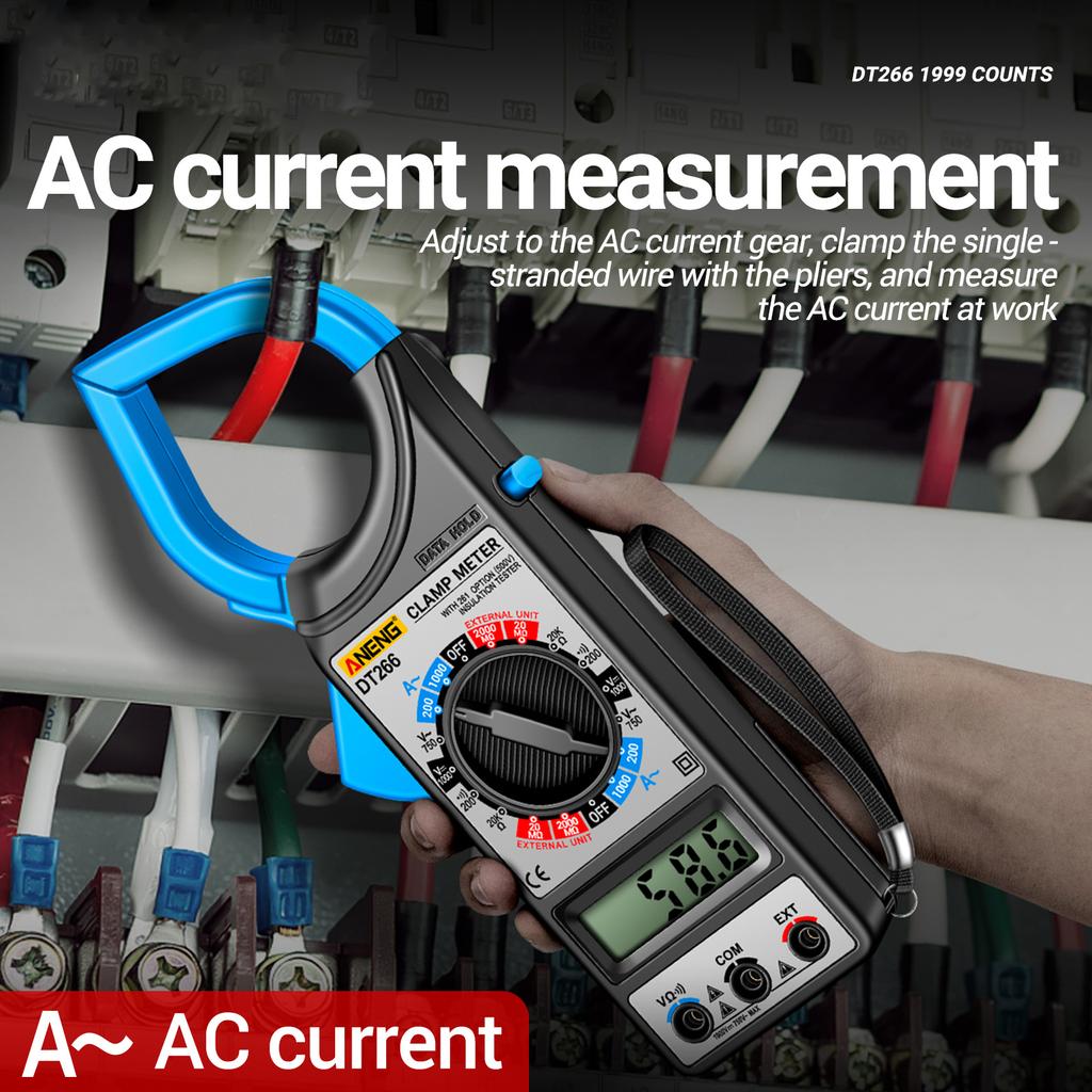 ANENG DT266 LCD 1999 Count Digital True RMS Professional Clamp Meter ACDC Current Voltage Tester