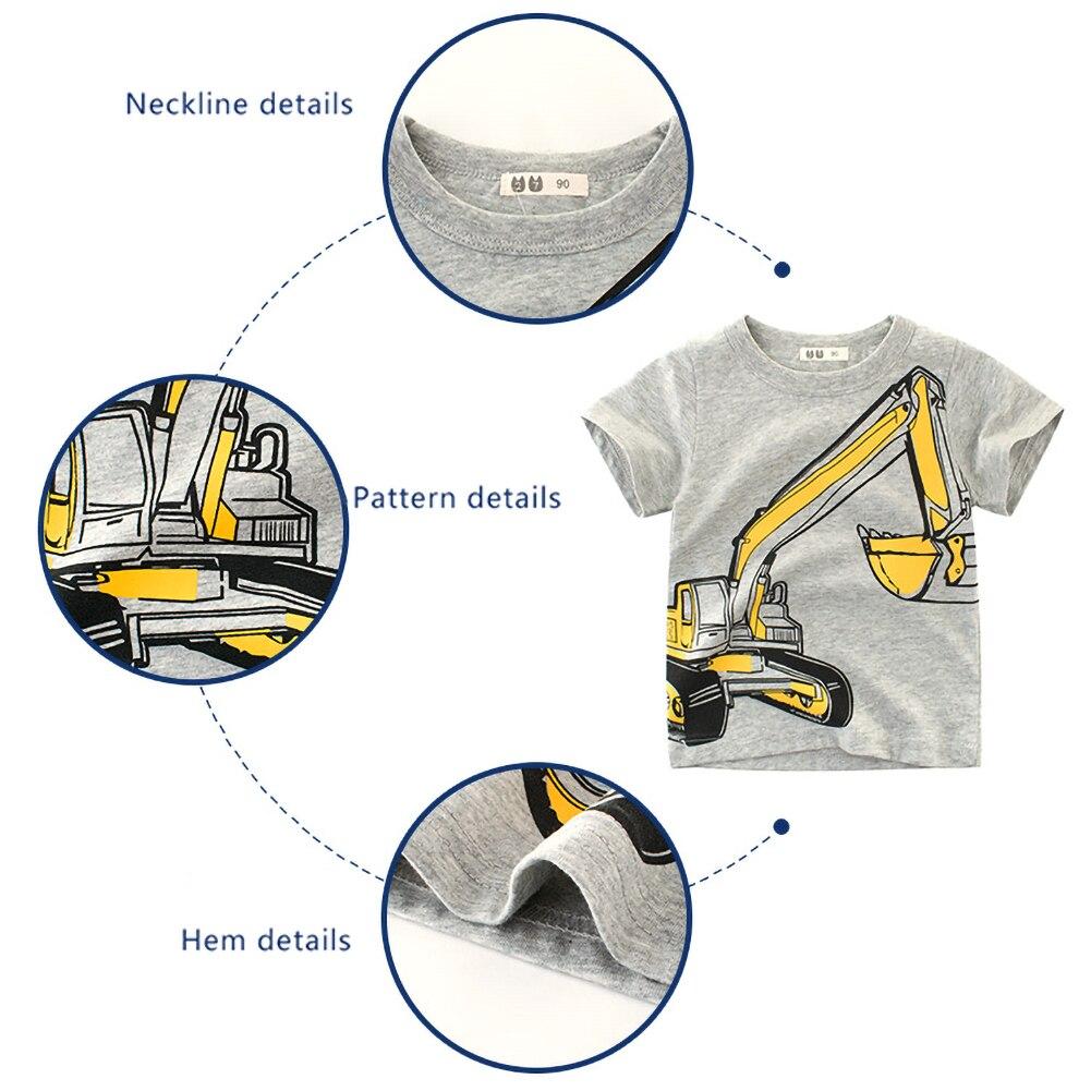 Детская футболка для мальчиков с рисунком «Экскаватор» и короткими рукавами