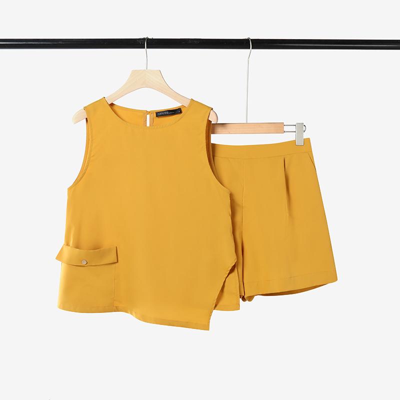 ZANZEA Womens Tank Tops and Shorts Summer Two Piece Suit Sets